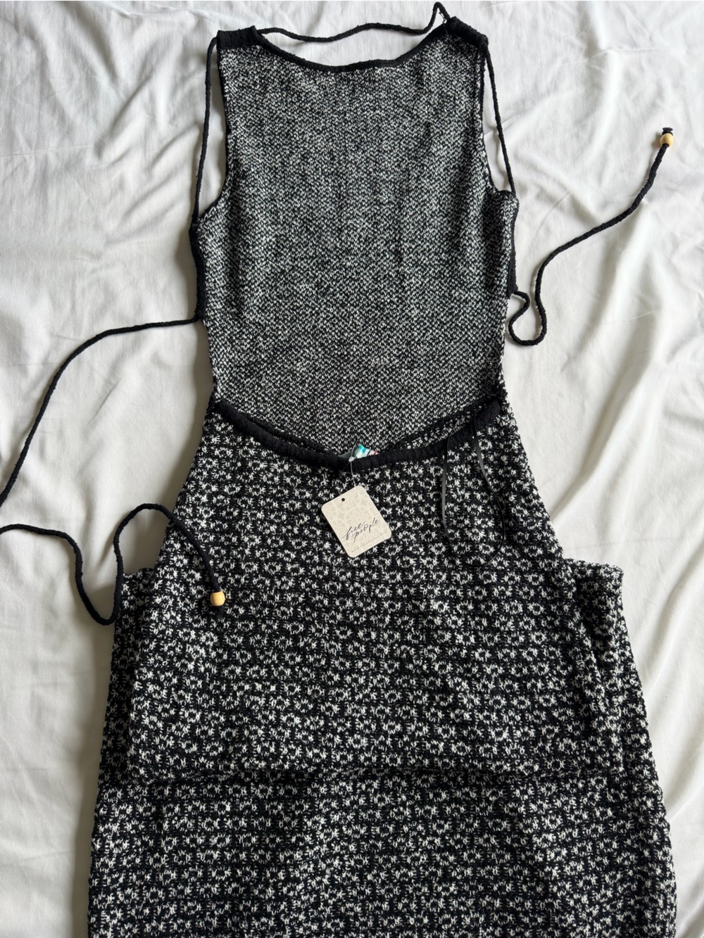Free People Black and White Floral Knit Jumpsuit